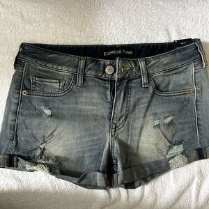 Express Jean Shorts - Distressed Blue